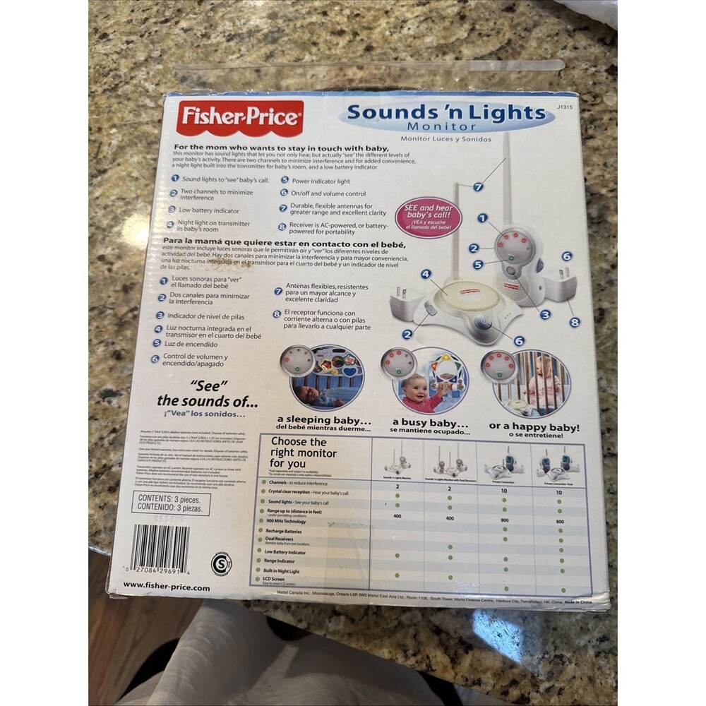 BABY MONITOR Fisher-Price Sounds 'n Lights Child Adult Room Home Dual Receivers - Picture 4 of 4